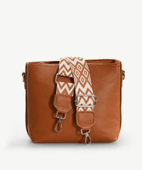 Alive With Style 'Leah' Leather Shoulder/Cross Body Bag by Sassy Duck in Blue-Tan-Cream