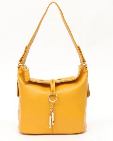 Alive With Style 'Evie' Leather Shoulder/Cross Body Bag in Linen-Yellow-Red-Black-White-Cream-Metallic