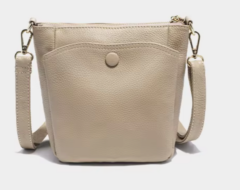 Alive With Style 'Frances' Leather Shoulder/Cross Body Bag in Black- Navy-Linen-Grey-Red-Beige