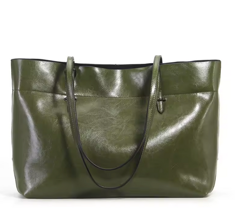 Alive With Style 'Morgan' Leather Tote/Shoulder Bag in Black-Red-Tan-Coffee-Grey-Green