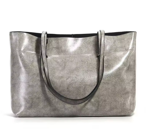 Alive With Style 'Morgan' Leather Tote/Shoulder Bag in Tan-Grey