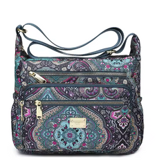 Alive With Style 'Pansy' Shoulder/Cross Body Bag in Turkish-Flamingo-Light Blue-Flowers-Pink-Blue Flowers-Cats