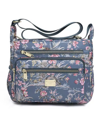Alive With Style 'Pansy' Shoulder/Cross Body Bag in Turkish-Flamingo-Light Blue-Flowers-Pink-Blue Flowers-Cats