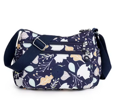 Alive With Style 'Yolande' Shoulder/Cross Body Bag in Circles-Leaves-Navy-Black-Pink