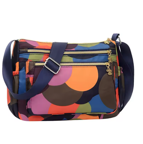 Alive With Style 'Yolande' Shoulder/Cross Body Bag in Circles-Leaves-Navy-Black-Pink