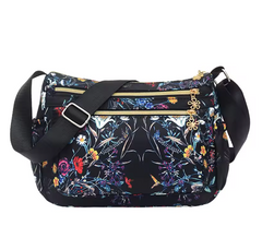 Alive With Style 'Yolande' Shoulder/Cross Body Bag in Circles-Leaves-Navy-Black-Pink