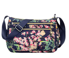 Alive With Style 'Yolande' Shoulder/Cross Body Bag in Circles-Leaves-Navy-Black-Pink