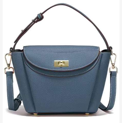 Alive With Style 'Cyan' Leather Handbag/Shoulder Bag in Brown-Blue-Black