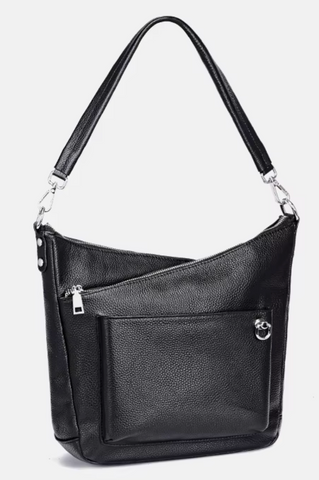 Alive With Style 'Babette' Leather Shoulder/Cross Body Bay in Black
