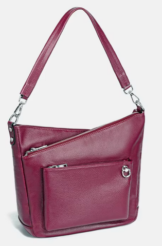 Alive With Style 'Babette' Leather Shoulder/Cross Body Bay in Black-Burgundy