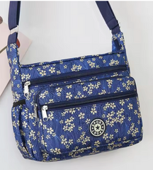 Alive With Style 'Pansy' Shoulder/Cross Body Bag in Turkish-Flamingo-Light Blue-Flowers-Pink-Blue Flowers-Cats
