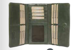 Alive With Style 'Tommy' Leather Wallet by Modapelle in Green-Tan-Red-Blue-Black