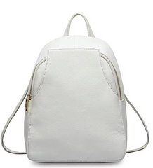 Alive With Style 'Lucy' Leather Shoulder Bag/Backpack in White-Pink-TEaupe