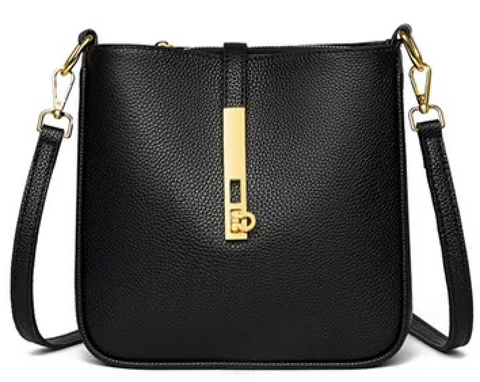 Alive With Style 'Daphne' Leather Shoulder/Cross Body Bag in Black-White-Grey-Camel