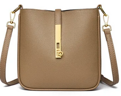 Alive With Style 'Daphne' Leather Shoulder/Cross Body Bag in Black-White-Grey-Camel