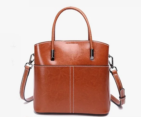 Alive With Style 'Annabel' Leather Handbag/Shoulder Bag/Cross Body Bag in Chocolate- White-Tan-Black-Green