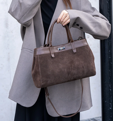 Alive With Style 'Georgina' Suede/Leather Handbag/Shoulder Bag/Cross Body Bag in Black-Wine-Chocolate-Tan-Brown