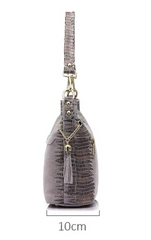 Alive With Style 'Cindy' Leather Shoulder/Cross Body Bag in Black-Chocolate-Navy-Green-Beige-Silver