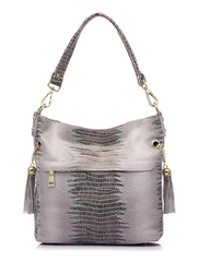 Alive With Style 'Cindy' Leather Shoulder/Cross Body Bag in Black-Chocolate-Navy-Green-Beige-Silver
