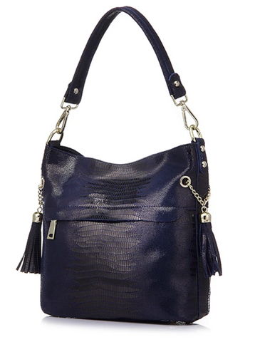 Alive With Style 'Cindy' Leather Shoulder/Cross Body Bag in Navy-Green-Black-Beige-Chocolate