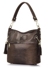 Alive With Style 'Cindy' Leather Shoulder/Cross Body Bag in Black-Chocolate-Navy-Green-Beige-Silver