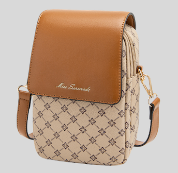 Alive With Style 'Mira' Leather Shoulder/Cross Body Bag by Serenade in Beige-Tan