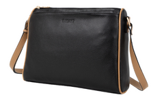 Alive With Style 'Katrina' Leather Shoulder/Cross Body Bag by Serenade in Black/Camel