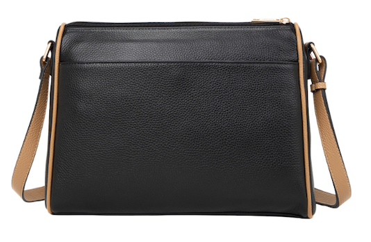 Alive With Style 'Katrina' Leather Shoulder/Cross Body Bag by Serenade in Black/Camel