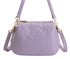 Alive With Style 'Rosie' Leather Shoulder Bag/Cross Body Bag by Serenade in Red-Raspberry-Cornflower-Black