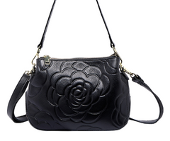 Alive With Style 'Rosie' Leather Shoulder Bag/Cross Body Bag by Serenade in Red-Raspberry-Cornflower-Black