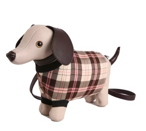 Alive With Style 'Doggy Plaid Coat' Shoulder Bag/Cross Body Bag in Plaid Coat