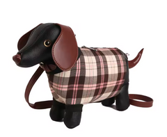Alive With Style 'Doggy Plaid Coat' Shoulder Bag/Cross Body Bag in Plaid Coat