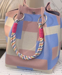 Alive With Style 'Monica' Handbag/Tote in Pink/Orange-Green/Pink-Black/White-Grey/White-Yellow/Blue-Orange/Beige-Pink/Blue-Green/Red-BlueFlower-PinkFlower