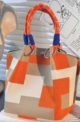 Alive With Style 'Monica' Handbag/Tote in Pink/Orange-Green/Pink-Black/White-Grey/White-Yellow/Blue-Orange/Beige-Pink/Blue-Green/Red-BlueFlower-PinkFlower