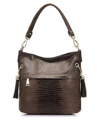 Alive With Style 'Cindy' Leather Shoulder/Cross Body Bag in Navy-Green-Silver-Black-Beige-Chocolate