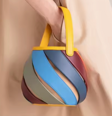 Alive With Style 'Kim' Handbag/Shoulder Bag/Cross Body Bag in Blue-Beige-Yellow Rainbow-Pink Pastel