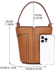 Alive With Style 'Harriet' Leather Handbag/Shoulder Bag/Cross Body Bag in Grey-Black-Tan-Cream