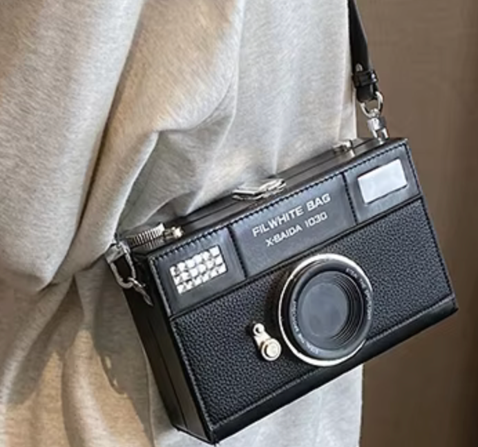 Alive With Style 'Camera' Shoulder/Cross Body Bag in Brown/White-Black