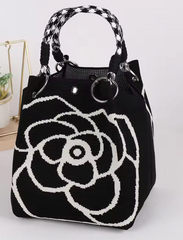 Alive With Style 'Monica' Handbag/Tote in Pink/Orange-Green/Pink-Black/White-Grey/White-Yellow/Blue-Orange/Beige-Pink/Blue-Green/Red-BlueFlower-PinkFlower-Brown/Black-Yellow/White-Black/WhiteDots-WhiteFlower/BlackFlower
