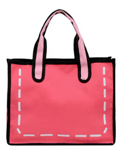 Alive With Style 'Cartoon' Canvas Tote/Handbag/Shoulder Bag in Yellow-Blue-Pink-Grey-Red