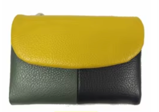 Alive With Style 'Gladys' Leather Wallet in Yellow-Red-Green-Pink