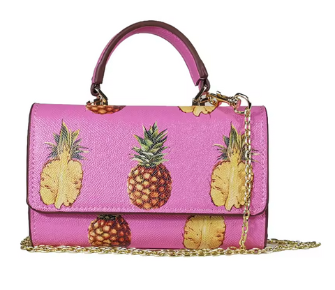 Alive With Style 'Heidi' Handbag/Shoulder Bag in Pineapples-White-Gold-Blue