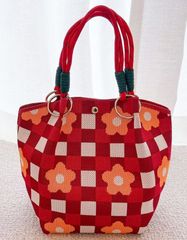Alive With Style 'Monica' Handbag/Tote in Pink/Org-Grn/Pink-B/White-Grey/White-Yell/Blue-Org/Beige-Pink/Blue-Grn/Red-BlueFlow-PinkFlow-Brown/B-Yell/White-B/WhiteDots-WhiteFlow/BlackFlow-YellowTulip-PurpleTul-PinkTuli-Pink-Mauve-Blue-Green-Red