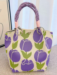 Alive With Style 'Monica' Handbag/Tote in Pink/Org-Grn/Pink-B/White-Grey/White-Yell/Blue-Org/Beige-Pink/Blue-Grn/Red-BlueFlow-PinkFlow-Brown/B-Yell/White-B/WhiteDots-WhiteFlow/BlackFlow-YellowTulip-PurpleTul-PinkTuli-Pink-Mauve-Blue-Green-Red
