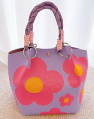 Alive With Style 'Monica' Handbag/Tote in Pink/Org-Grn/Pink-B/White-Grey/White-Yell/Blue-Org/Beige-Pink/Blue-Grn/Red-BlueFlow-PinkFlow-Brown/B-Yell/White-B/WhiteDots-WhiteFlow/BlackFlow-YellowTulip-PurpleTul-PinkTuli-Pink-Mauve-Blue-Green-Red