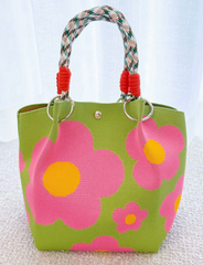 Alive With Style 'Monica' Handbag/Tote in Pink/Org-Grn/Pink-B/White-Grey/White-Yell/Blue-Org/Beige-Pink/Blue-Grn/Red-BlueFlow-PinkFlow-Brown/B-Yell/White-B/WhiteDots-WhiteFlow/BlackFlow-YellowTulip-PurpleTul-PinkTuli-Pink-Mauve-Blue-Green-Red