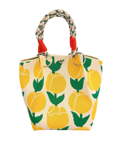 Alive With Style 'Monica' Handbag/Tote in Pink/Org-Grn/Pink-B/White-Grey/White-Yell/Blue-Org/Beige-Pink/Blue-Grn/Red-BlueFlow-PinkFlow-Brown/B-Yell/White-B/WhiteDots-WhiteFlow/BlackFlow-YellowTulip-PurpleTul-PinkTuli-Pink-Mauve-Blue-Green-Red