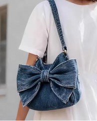 Alive With Style 'Holly' Denim Shoulder Bag in Light Blue-Dark Blue