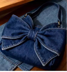 Alive With Style 'Holly' Denim Shoulder Bag in Light Blue-Dark Blue