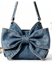 Alive With Style 'Holly' Denim Shoulder Bag in Light Blue-Dark Blue